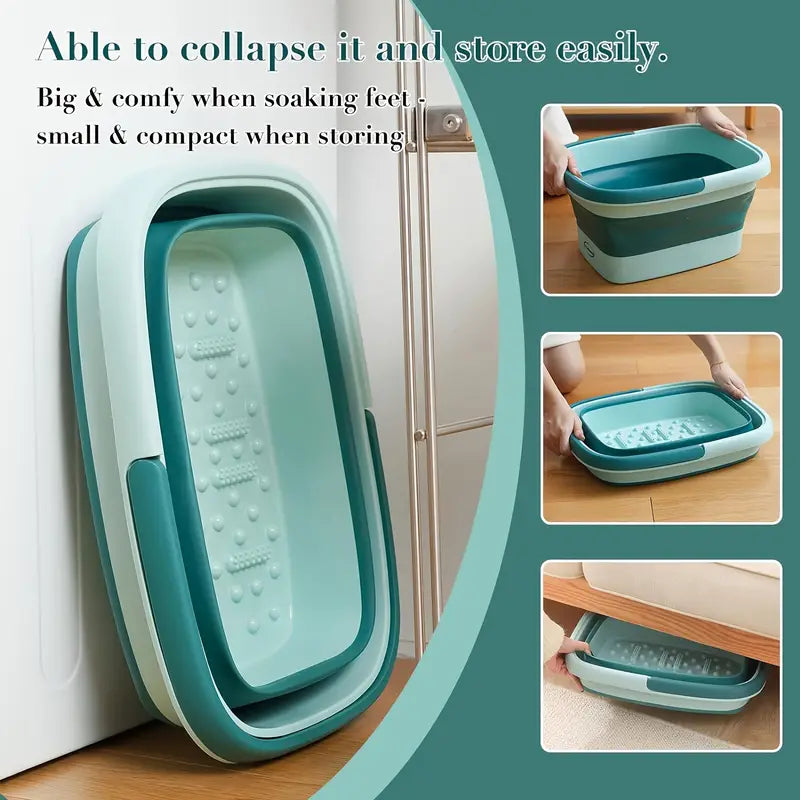 15L/4 Gallons Collapsible Foot Bath Basin Foot soak Tub, Large Foot Soaking Tub with Massage Acupoint for Soaking Feet
